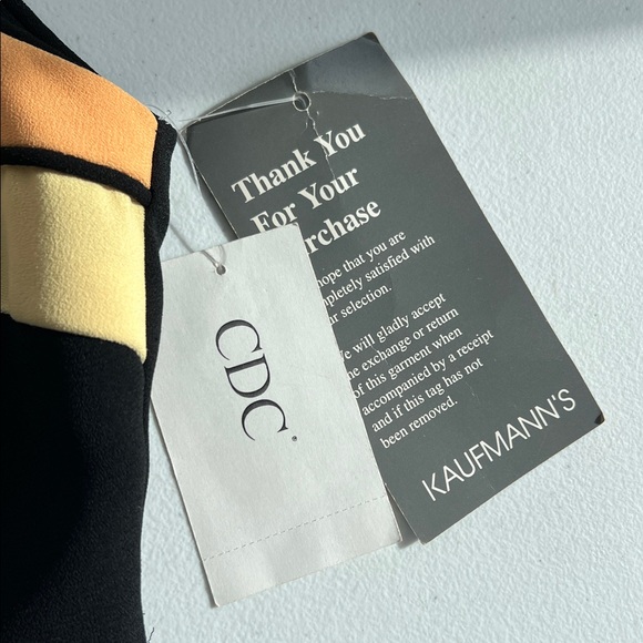 New Vintage Sleeveless Short Black Dress Pink, Orange and Yellow Color Block 8 - Picture 8 of 8